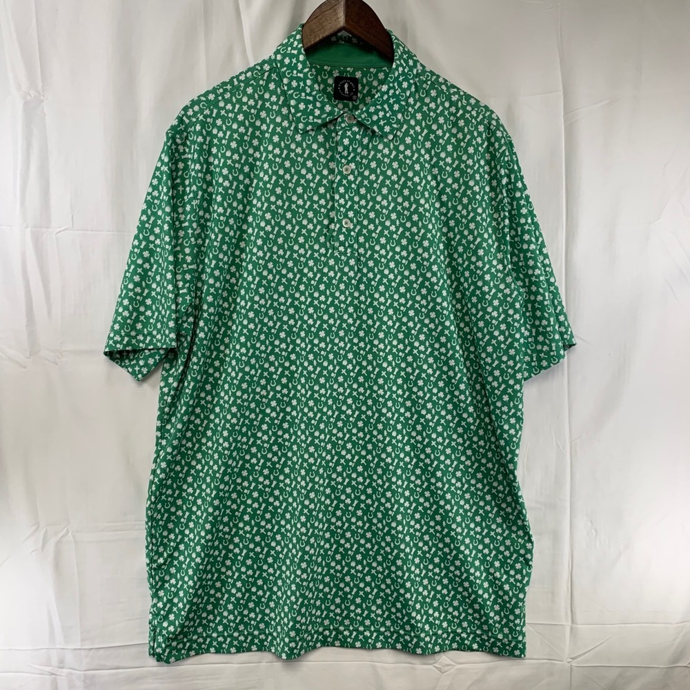U Suck At Golf Polo Shirt Mens XL Green St Patricks Day Shamrock Performance